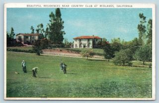 Postcard Ca Redlands Residences Near Country Club Golf Course Vintage F26