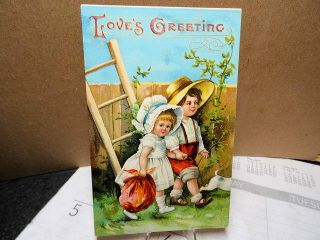 1909 Embossed Postcard Valentines Day Children Walking Hand In Hand