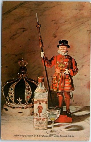 Vintage Advertising Postcard Beefeater Gin Kobrand Importers C1950s