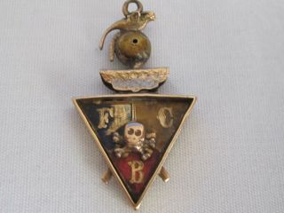 Antique 10kt Gold Masonic Knights Of Pythias Skull & Bones Fob Pendant