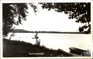 Carp Lake Michigan Mi Boats Shoreline Rppc Real Photo Postcard
