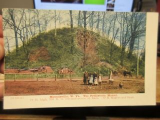 Vintage Old Postcard West Virginia Moundsville Prehistoric Mound Children Horse