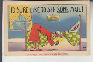 Comic Mail Hunting Greetings From Goodland Ks Kansas 3908