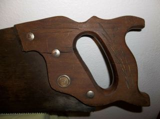 VINTAGE HENRY DISSTON & SONS WOOD HANDLE HAND SAW 7 TPI 2