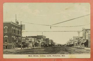 Dr Who 1910 Postcard Main Street View Fullerton Nebraska Ne 44042