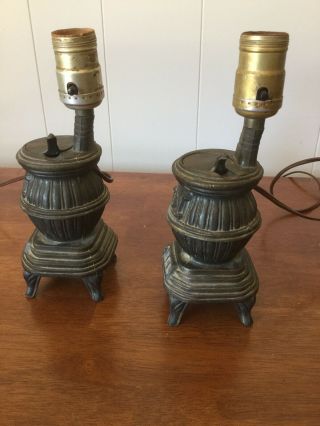 Cast Iron Mini Franklin Stove Lamp Pair 5