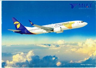 Postcard Miat - Mongolian Airlines - Boeing 737 Max8 (airline Issue)