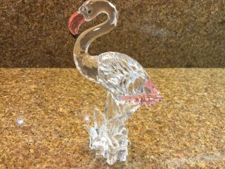 Retired Signed Swarovski Austrian Crystal Flamingo 7670 Art Glass Figurine