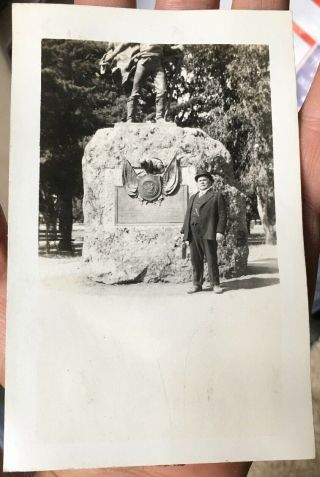 1920 Sonoma,  California BEAR FLAG Monument and Statue of 1914 RPPC 7