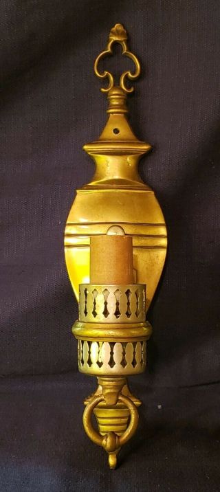 Vintage " Williamsburg Style " Solid Brass Electric Candle Light Wall Sconce