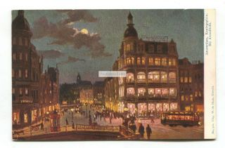 Amsterdam Bij Avondlicht - Koningsplein - Early Netherlands Postcard