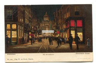Amsterdam Bij Avondlicht - Utrechtsche Straat - Early Netherlands Postcard