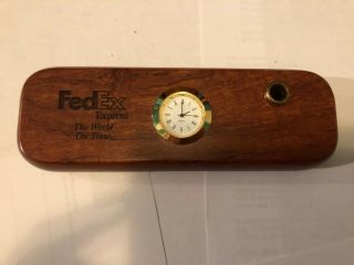 Rare " Express - The World On Time " Ballpoint Pen & Watch In Wooden Case - Stand