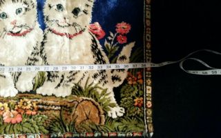 Vintage Velvet Velour Cat Kitten Tapestry Rug Wall Hanging 39 x 19 4