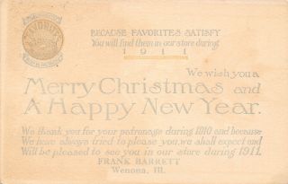 Wenona Il Frank Barrett Winchester Store Christmas Wish Advertising Postal 191