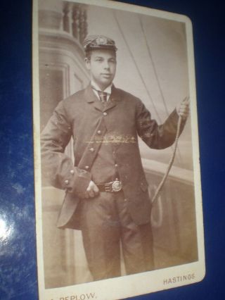 Cdv Old Photograph Merchant Navy Sailor By Peplow At Hastings C1890s