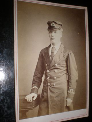 Old Cabinet Photograph Naval Officer Sailor London Stereoscopic C1880s Ref 36