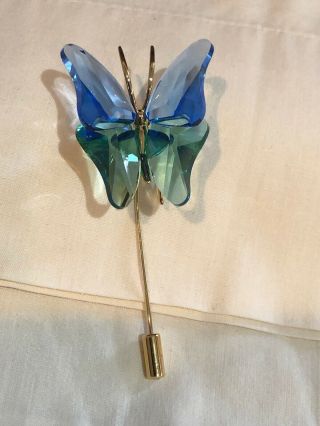 Swarovski Crystal Brooch Pin Sterling Silver Butterfly