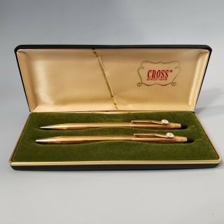 Vintage 1981 Cross Century Gold Filled Pen And Pencil Set - - Rollerball
