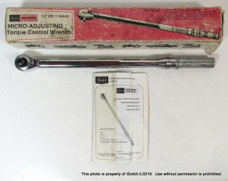 Sears Craftsman Vintage Micro - Adjusting Torque Wrench 1/2 " Drive 94443 W/ Box