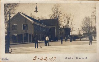 St.  Albans,  Vt Rppc Outdoor Hockey Game In Progress At The Owls Club 1907