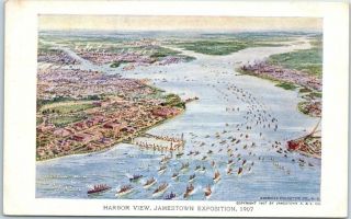 1907 Jamestown Exposition Official Postcard " No.  102 - Harbor View "