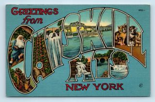 Greetings From Catskill Mountains York Large Letter Postcard - G5