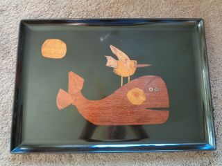 Couroc Of Monterey Whimsical Whale And Bird Serving Tray Platter