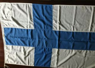 Large 1970s Vintage Finnish Flag W/ Valio Lippu Lovhsa Label