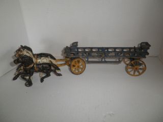 Neat Old Cast Iron Horse Drawn Fire Engine With 3 Horses C.  1915