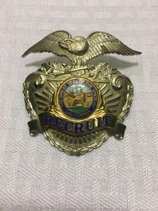 California Police Policeman Recruit Badge Screwback Pin