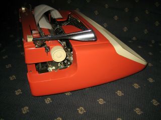 ORANGE - RED Royal 1965 Safari Portable Typewriter,  Mid - Century Danish Modern EUC 7
