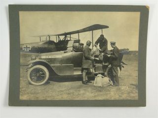 Early German Airmail - Car & Biplane C1920s Photo