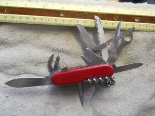 Wenger Setter Champ Swiss Army knife in red - rare,  retired,  8 layer,  lockblade 4