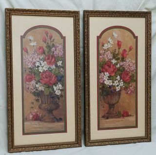 Home Interior Homco Set Of Two " Adorable Roses In Style " Floral Picture " D.  S.