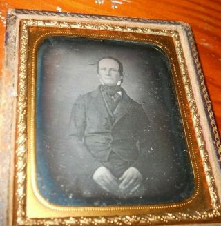 1/6th Plate Size Daguerreotype Of Young Man In A Half Case