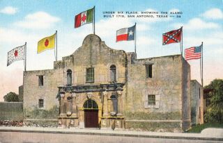 Postcard Under 6 Flags Alamo San Antonio Texas