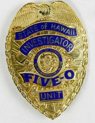 Authentic (?) State Of Hawaii Five - 0 5 - 0 Unit Badge Entenmann - Rovin (?)
