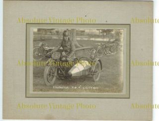 Old Photo P.  Brewster On P&p Motorcycle & Sidecar Isle Of Man Tt Vintage 1925
