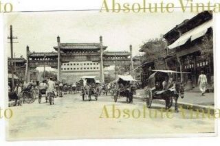 Old Chinese Postcard Size Photo Chien Men Street Peking / Beijing China C.  1920