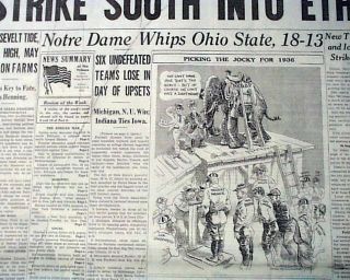 Notre Dame Irish Vs Ohio State College Football Game Of Century 1935 Newspaper