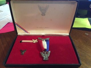 Vintage Boy Scout Eagle Scout Sterling Set Medal,  Tie Bar,  Pin