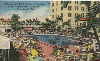 West Palm Beach Fl " The Palm Beach Biltmore Hotel " Linen Postcard Florida