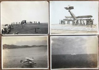 4 Photographs 1930s Royal Navy Ship Hms Hermes Aircraft And Sea Planes