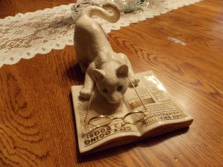 Lenox Enchantment Cat Chronicles Porcelain Cat Figurine - With Glasses