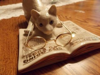 Lenox Enchantment Cat Chronicles Porcelain Cat Figurine - With Glasses 2