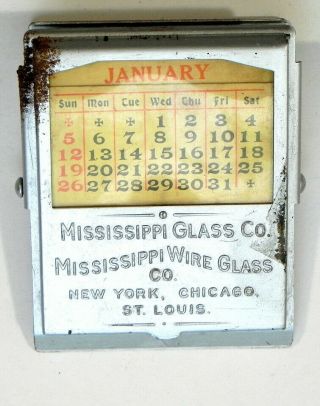 Mississippi Wire Glass Co Antique Office Paper Clip With Perpetual Calendar