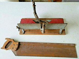 Vintage Miller Falls Cast Iron Miter Box and Warranted Superior Saw Woodworking 2