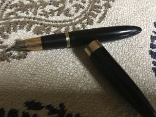 Vintage Sheaffer ' s Black White Dot Tuckaway Fountain Pen w/ 14K Nib & Piston fil 2