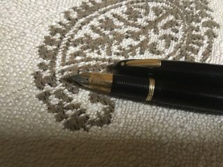 Vintage Sheaffer ' s Black White Dot Tuckaway Fountain Pen w/ 14K Nib & Piston fil 4